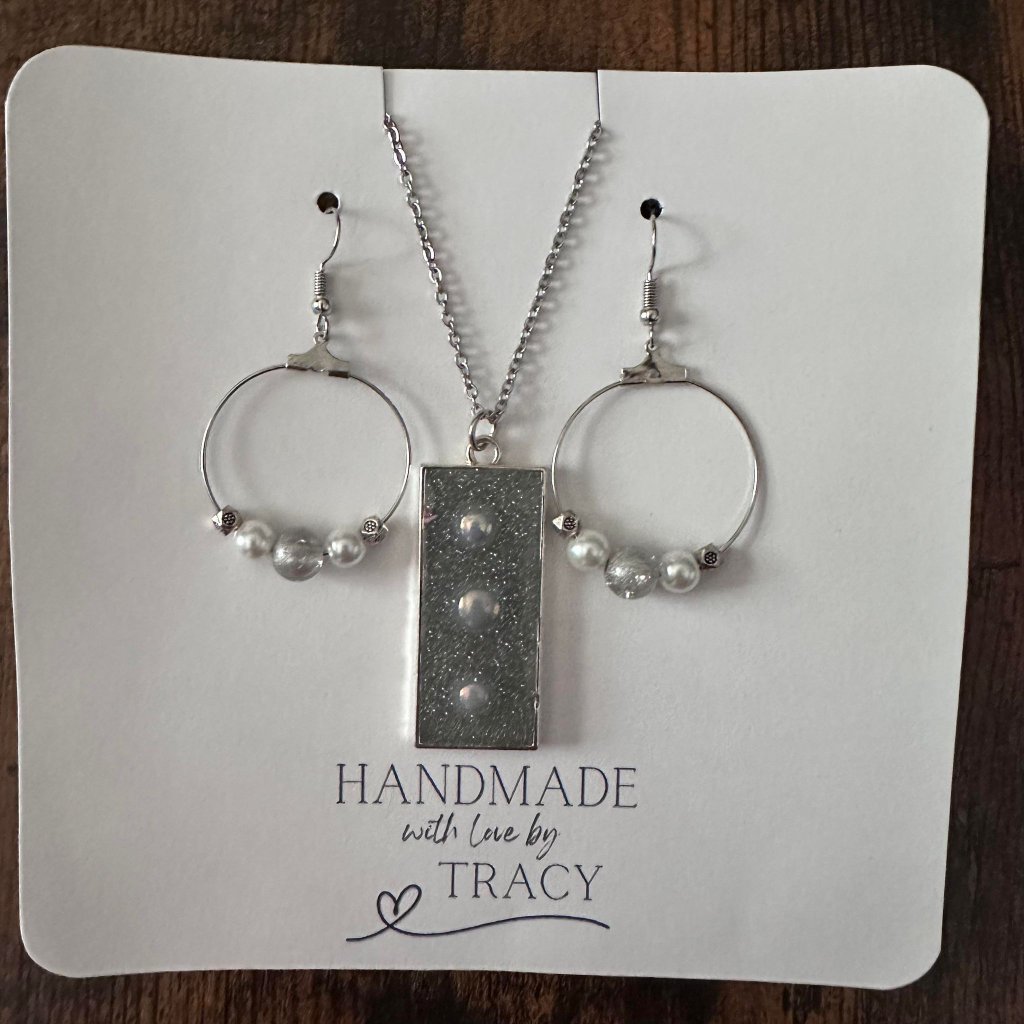 New Beautiful Handmade Circular Dangle Earrings Rectangle-Shaped Necklace 18$